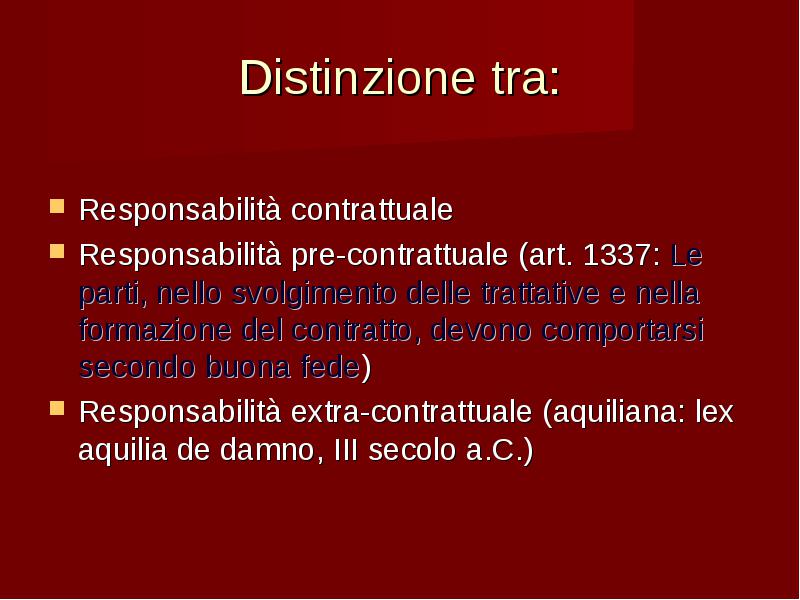 Responsabilità contrattuale in tema di compravendita.